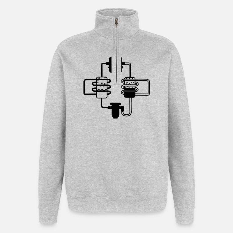 Pompe à chaleur - Sweat à zip 1/4 - gris chiné