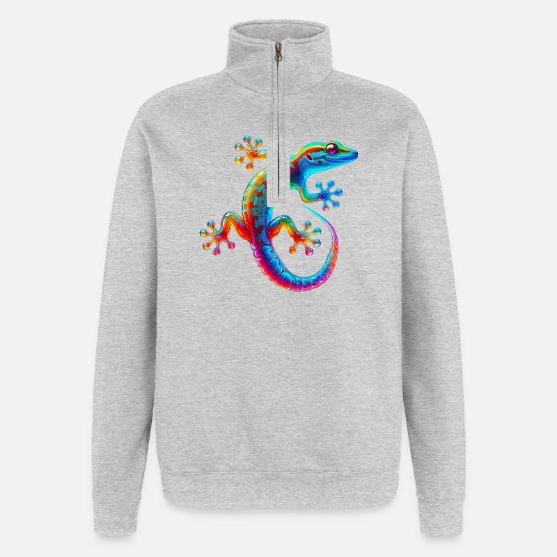 Gecko - Sweat à zip 1/4 - gris chiné