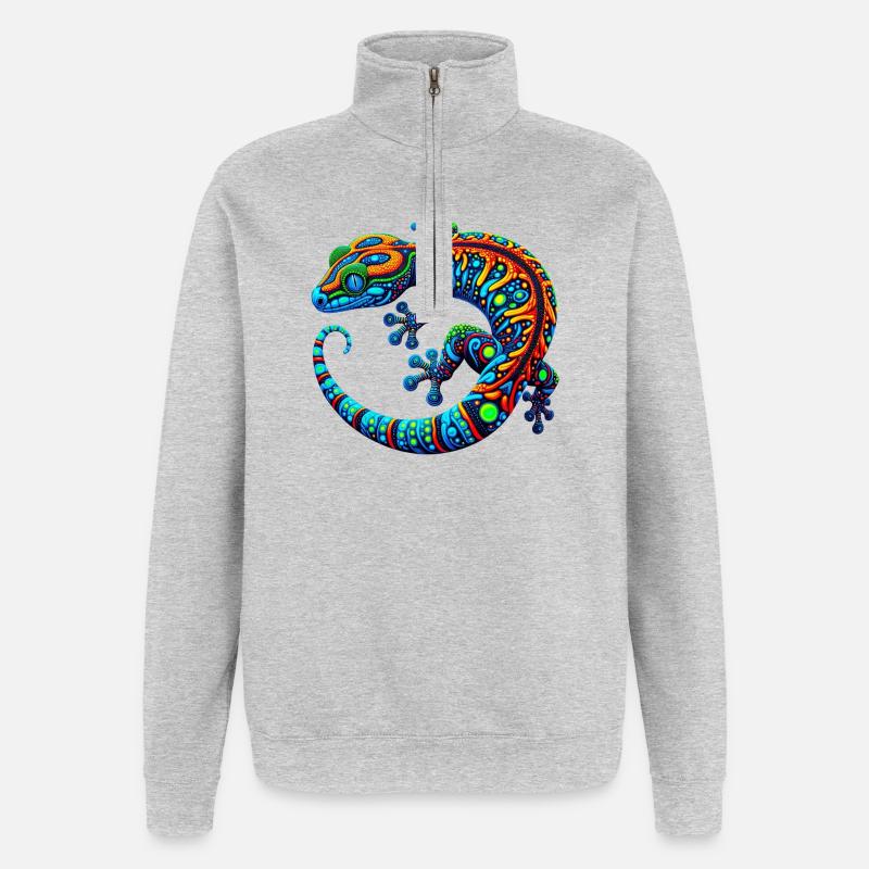 Gecko - Sweat à zip 1/4 - gris chiné