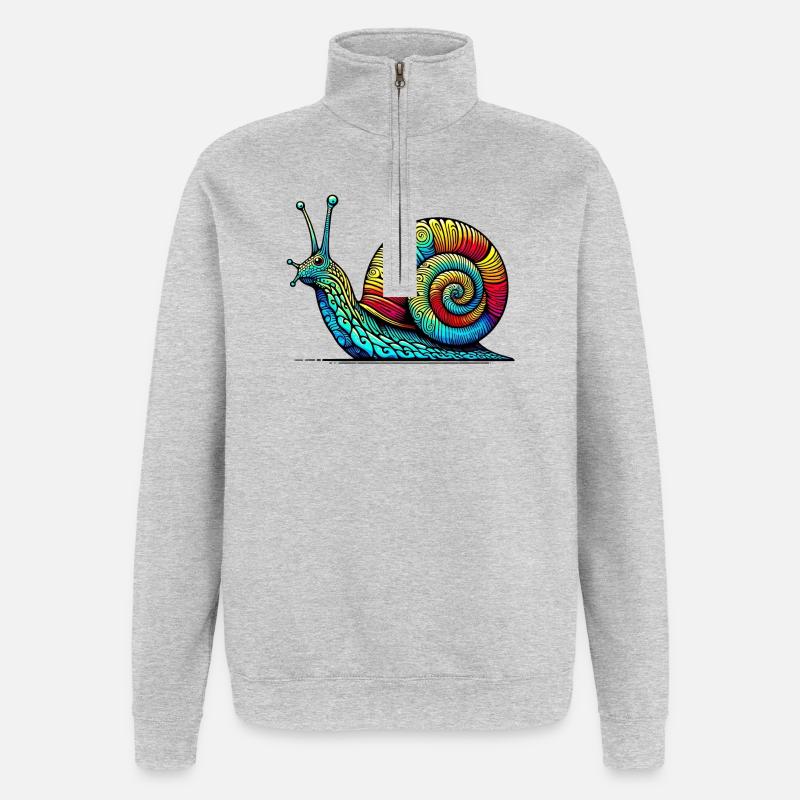 Escargot - Sweat à zip 1/4 - gris chiné