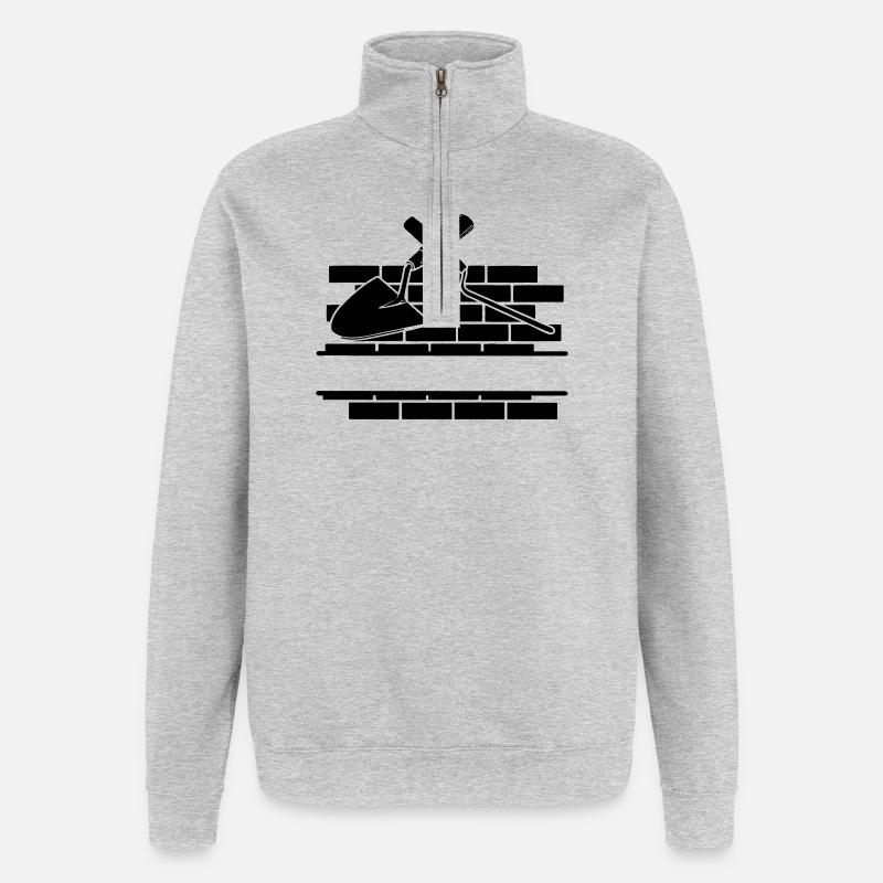 Fugennagel und Kelle mit Wand - Quarter-Zip-Sweatshirt - Grau meliert
