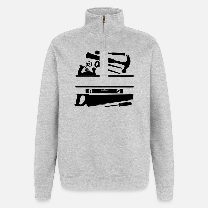 Bannière d’outil de charpentier - Sweat à zip 1/4 - gris chiné