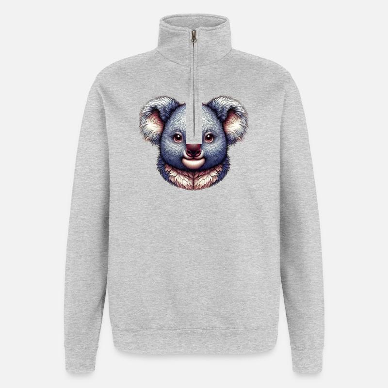 Koala - Sweat à zip 1/4 - gris chiné