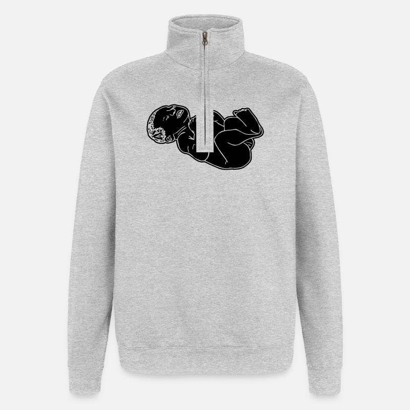 Illustration d’ombre de bébé nouveau-né - Sweat à zip 1/4 - gris chiné