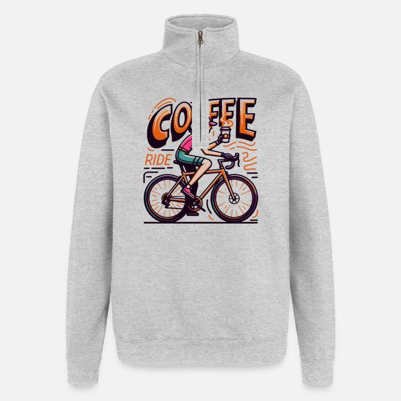 Lebendige Kaffeefahrt Illustration - Quarter-Zip-Sweatshirt - Grau meliert