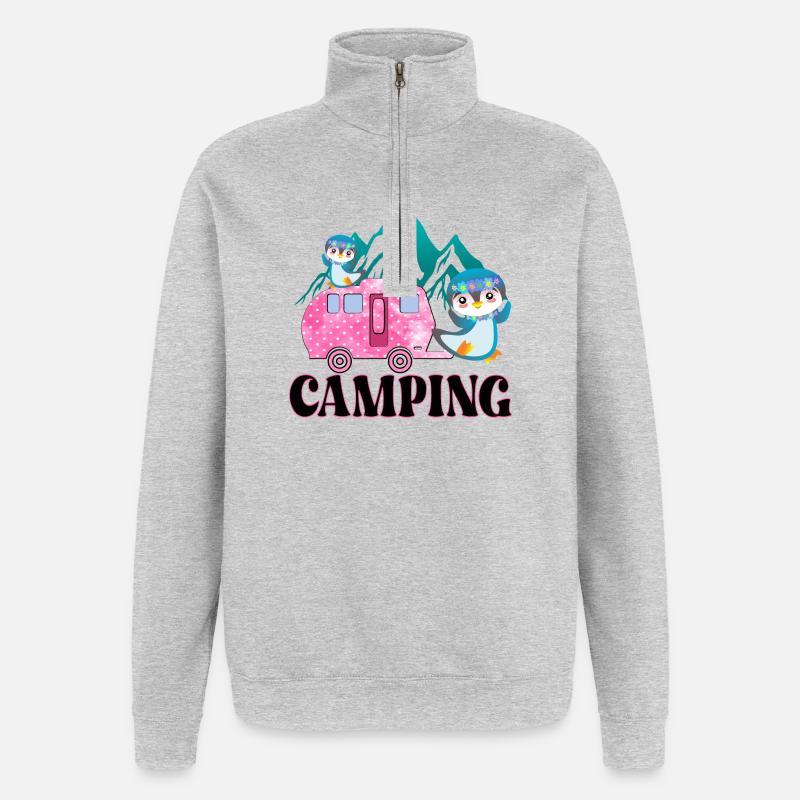 CAMPING CAMPINGSPLATZ PINGUINE - Quarter-Zip Sweatshirt - heather grey