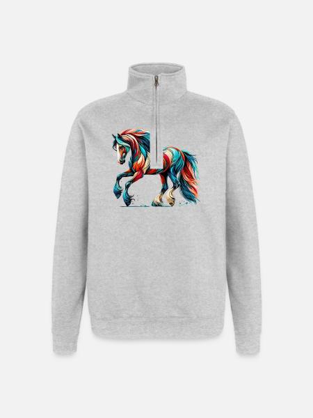 Cheval - Sweat à zip 1/4 - gris chiné