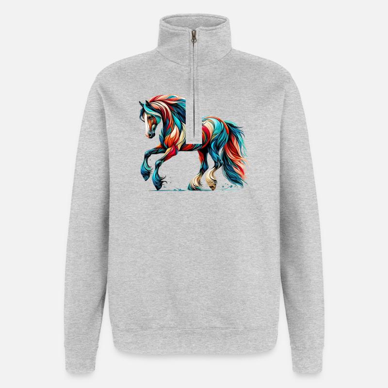 Horse - Quarter-Zip Sweatshirt - heather grey