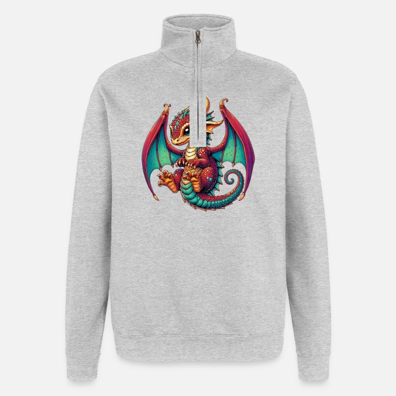 Dragon - Quarter-Zip Sweatshirt - heather grey