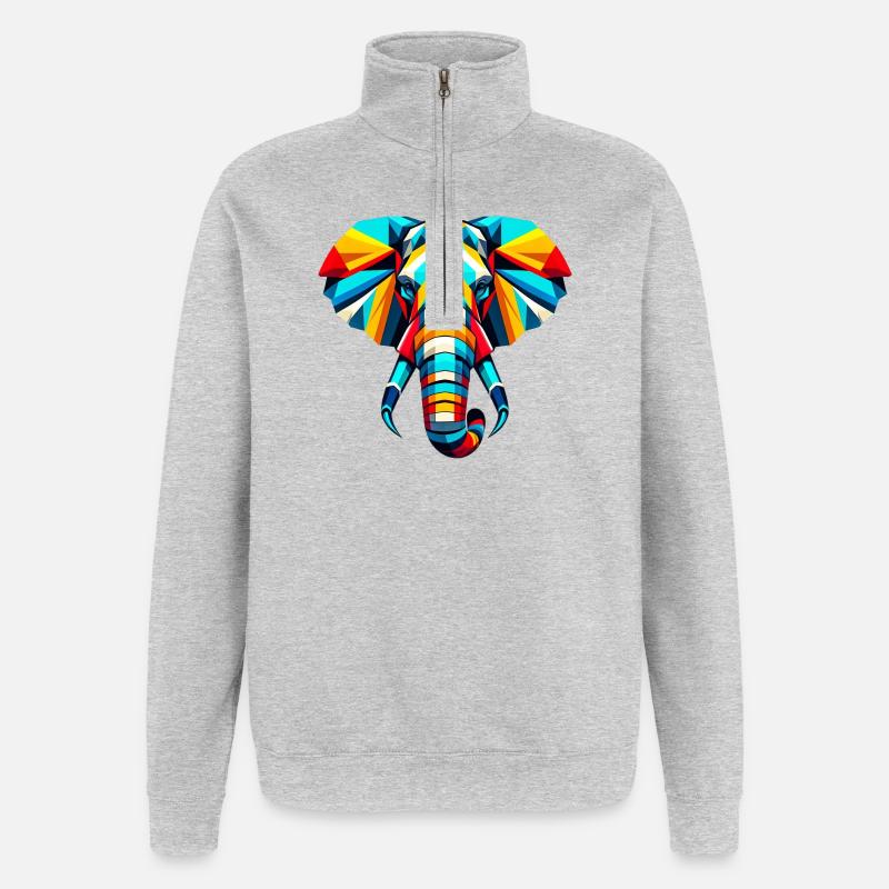 Elefant Pop Art - Quarter-Zip-Sweatshirt - Grau meliert