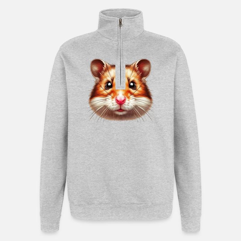Hamster - Sweat à zip 1/4 - gris chiné