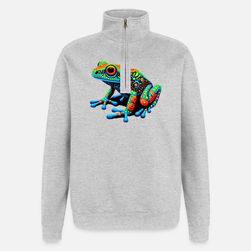 Grenouille - Sweat à zip 1/4 - gris chiné