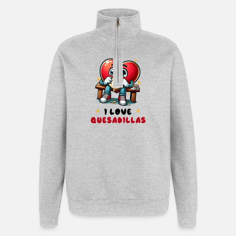 Ich liebe Quesadillas Mexiko - Quarter-Zip-Sweatshirt - Grau meliert