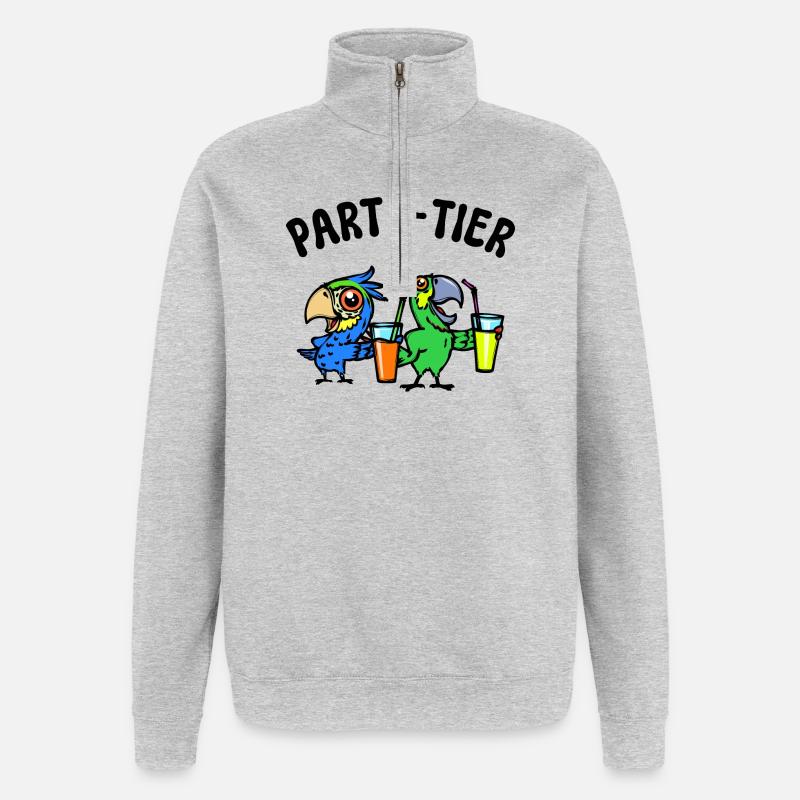Animal Perroquet Déclaration Zoo Jungle Oiseaux - Sweat à zip 1/4 - gris chiné