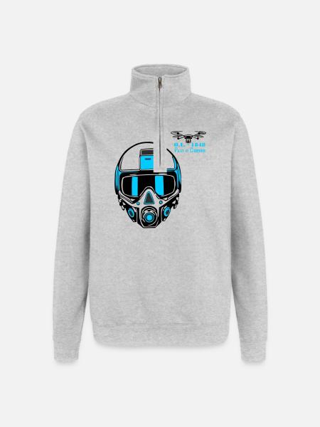 Drohnenpilot 2 - Quarter-Zip-Sweatshirt - Grau meliert