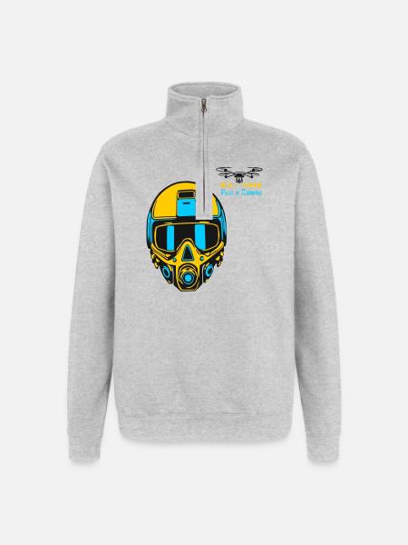Drohnenpilot - Quarter-Zip-Sweatshirt - Grau meliert