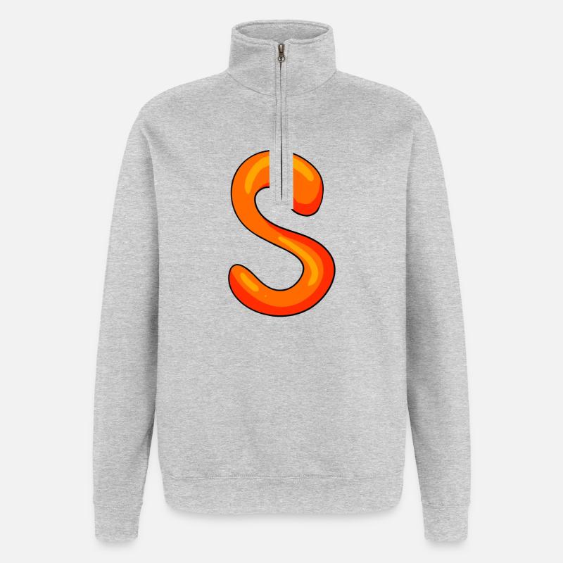 Letter S Initial Letter - Quarter-Zip Sweatshirt - heather grey