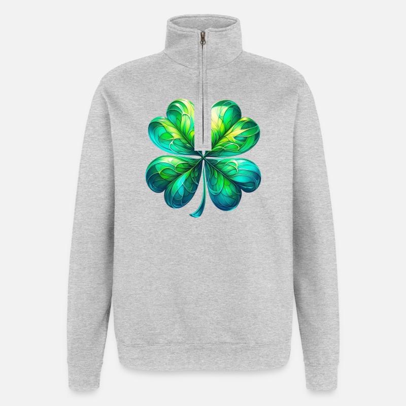 Four-leaf clover - Quarter-Zip Sweatshirt - heather grey
