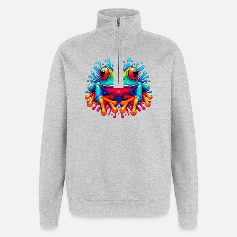 Frosch - Quarter-Zip-Sweatshirt - Grau meliert