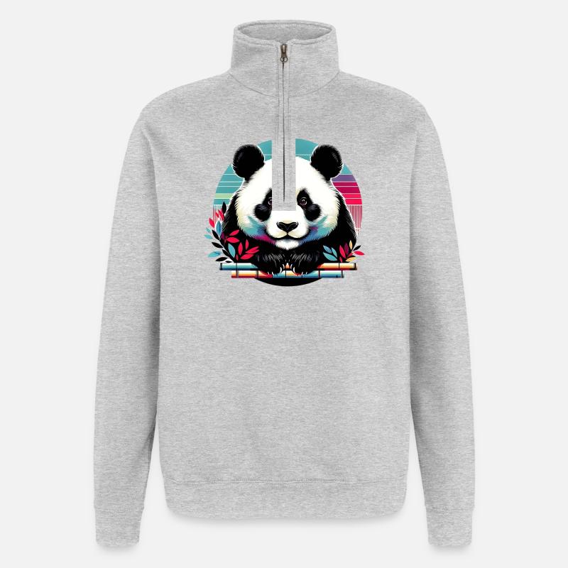 Panda - Quarter-Zip Sweatshirt - heather grey
