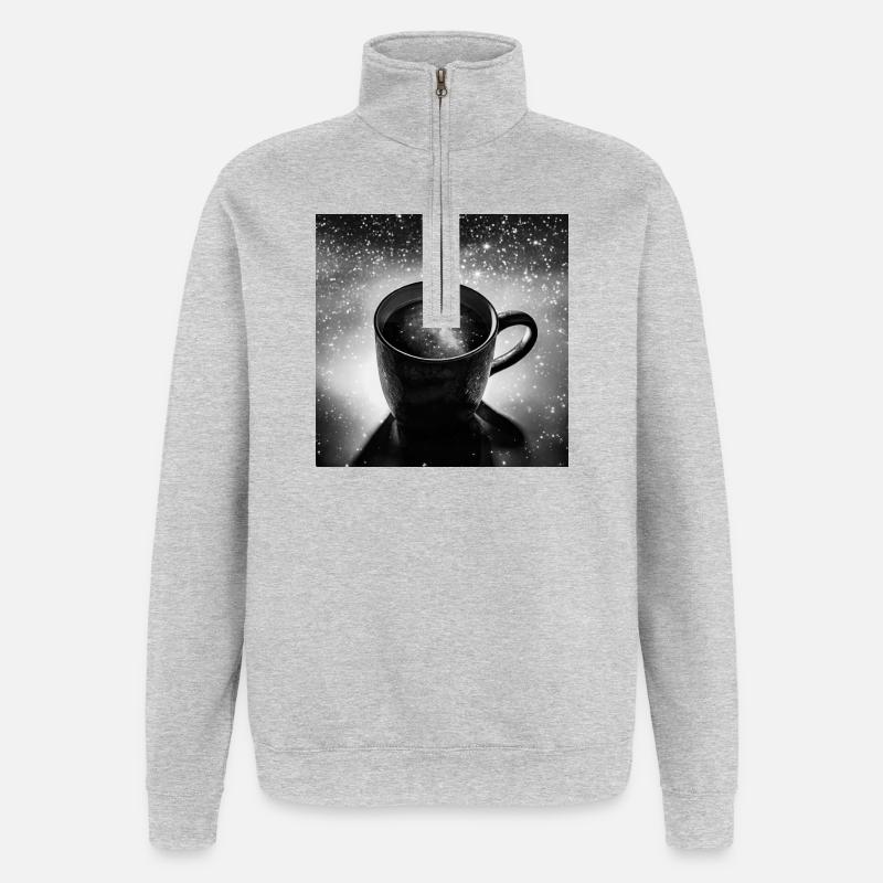Kosmische Tasse Kaffee - Quarter-Zip-Sweatshirt - Grau meliert