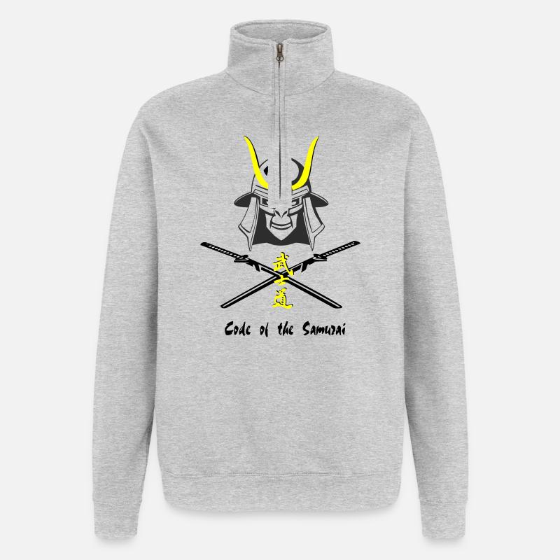 Samuraihelm Kabuto 4 - Quarter-Zip-Sweatshirt - Grau meliert
