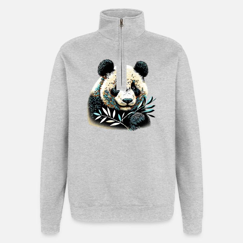 Panda - Quarter-Zip Sweatshirt - heather grey