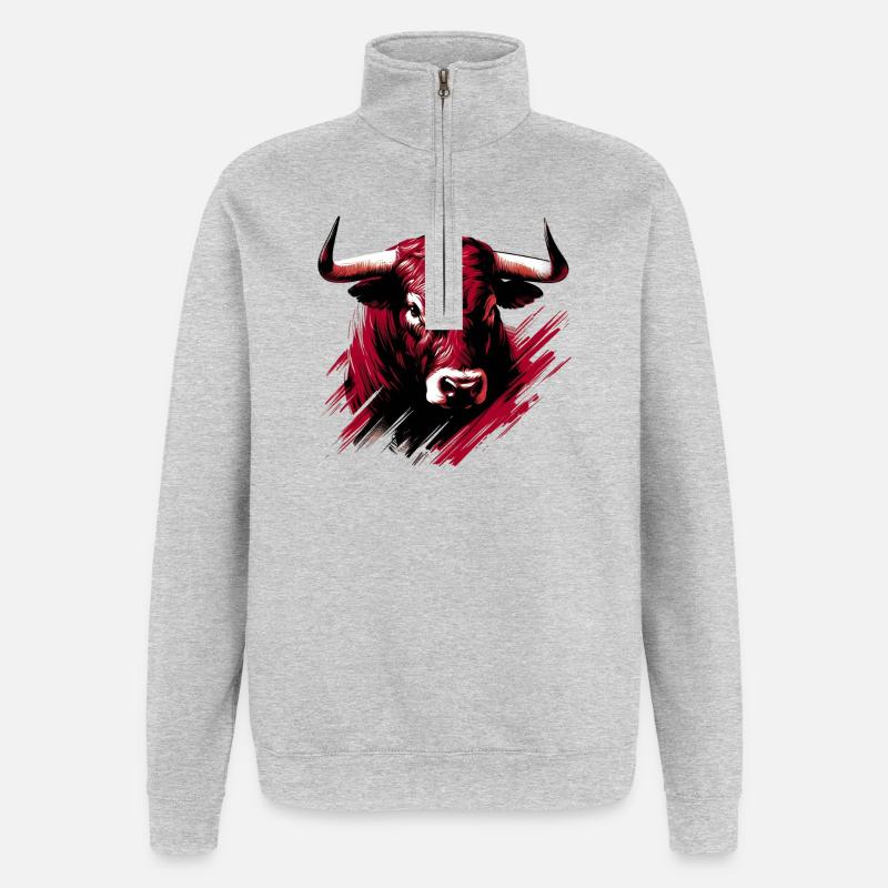 Stier - Quarter-Zip-Sweatshirt - Grau meliert