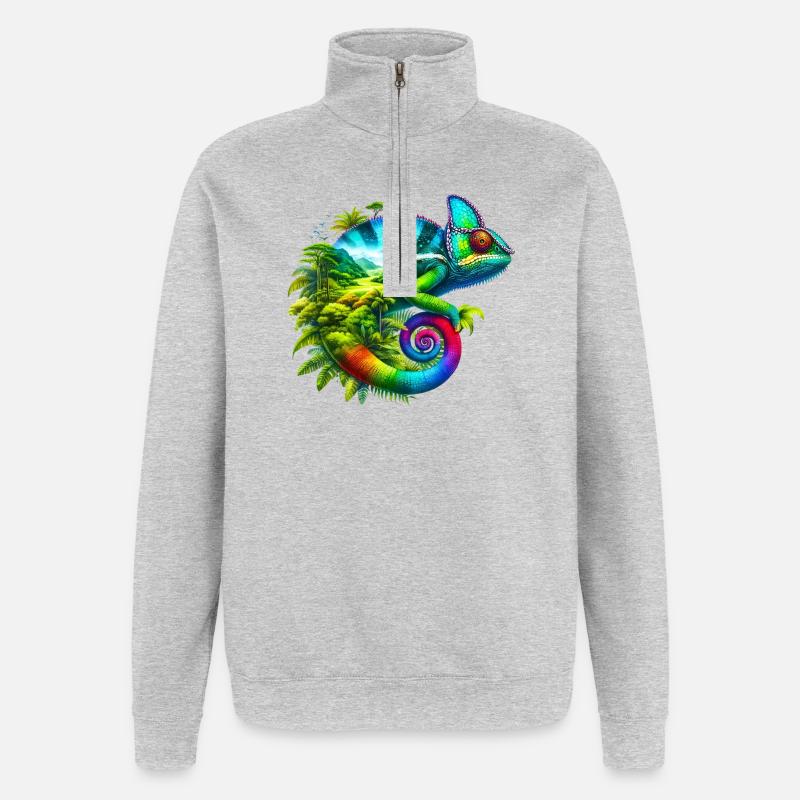 Caméléon - Sweat à zip 1/4 - gris chiné