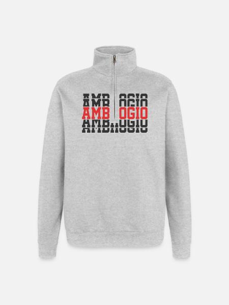 t-shirt Ambrogio gift t-shirt stacked text - Quarter-Zip Sweatshirt - heather grey