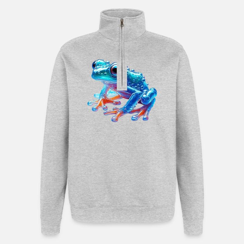 Grenouille - Sweat à zip 1/4 - gris chiné