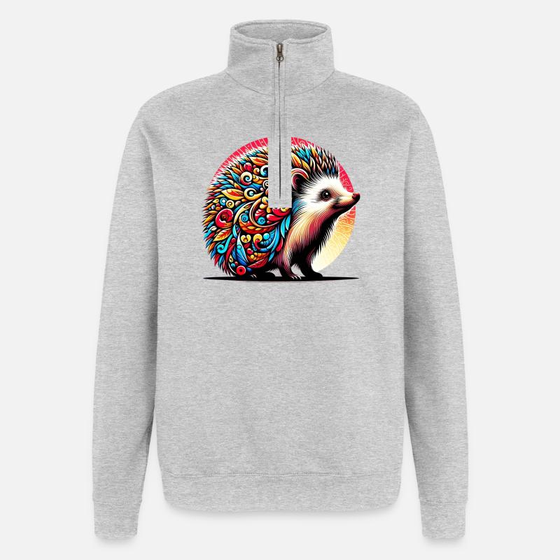 Igel - Quarter-Zip-Sweatshirt - Grau meliert