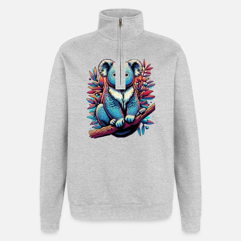Koala - Sweat à zip 1/4 - gris chiné