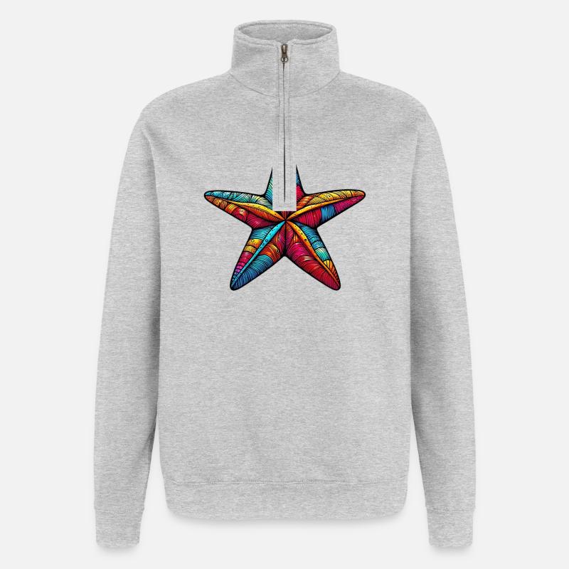 Étoile de mer - Sweat à zip 1/4 - gris chiné