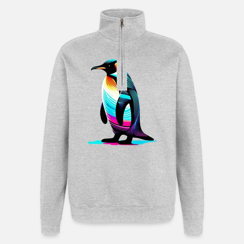 Pingouin - Sweat à zip 1/4 - gris chiné