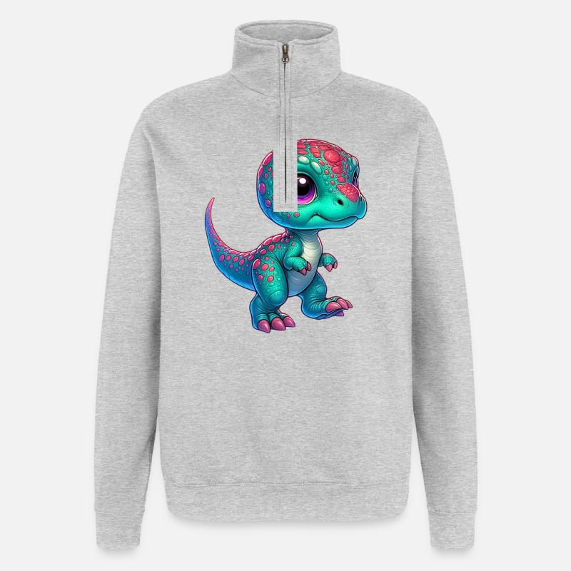 Dinosaur - Quarter-Zip Sweatshirt - heather grey