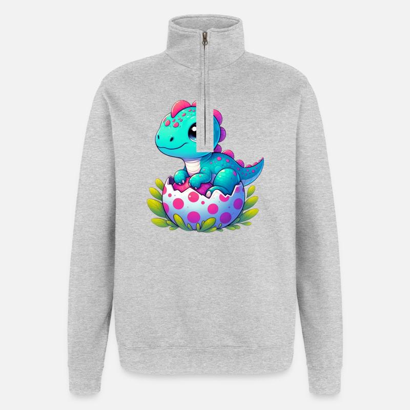 Dinosaur - Quarter-Zip Sweatshirt - heather grey