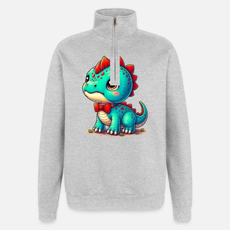 Dinosaur - Quarter-Zip Sweatshirt - heather grey