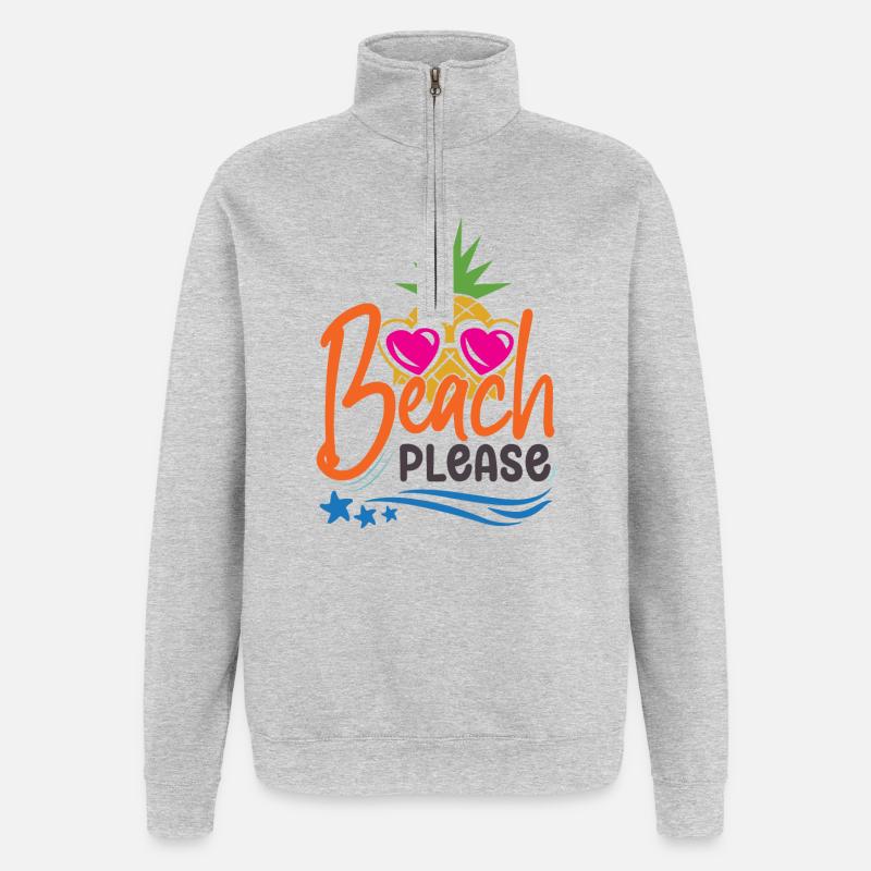 Beach Please - Quarter-Zip Sweatshirt - heather grey