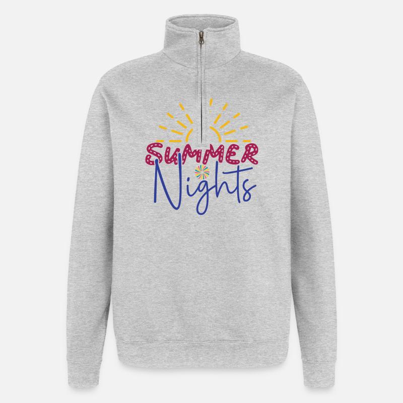 Nuits d’été - Sweat à zip 1/4 - gris chiné