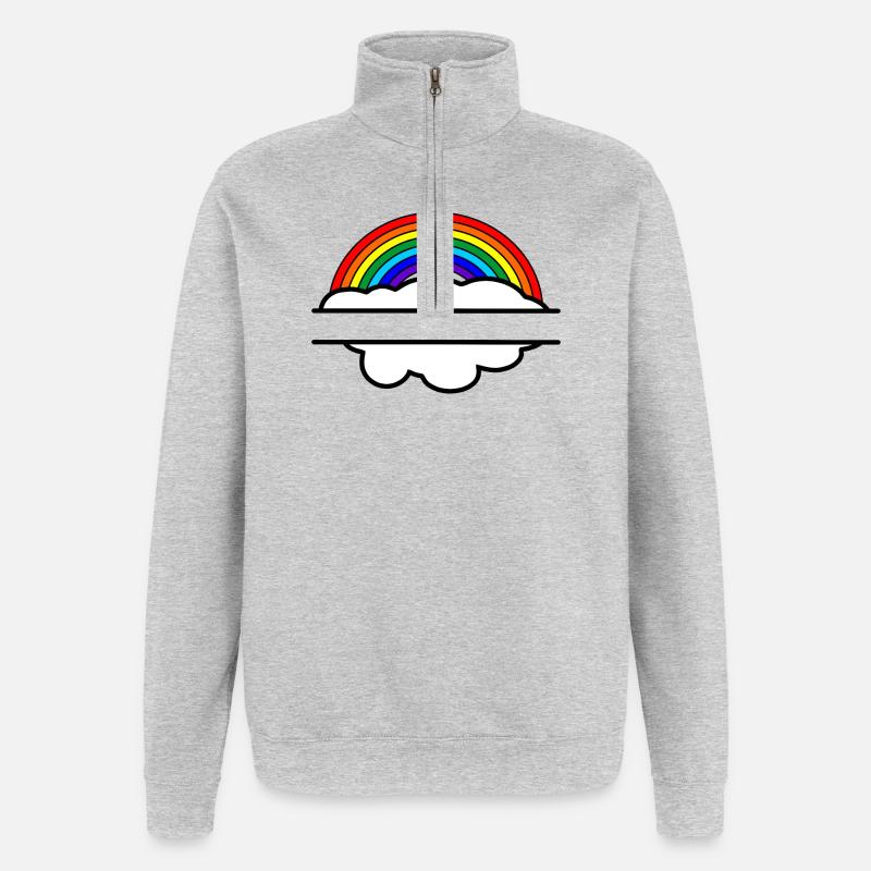 Bannière de nom de nuage arc-en-ciel - Sweat à zip 1/4 - gris chiné