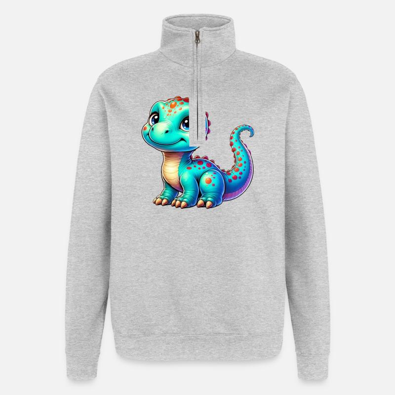 Dinosaur - Quarter-Zip Sweatshirt - heather grey