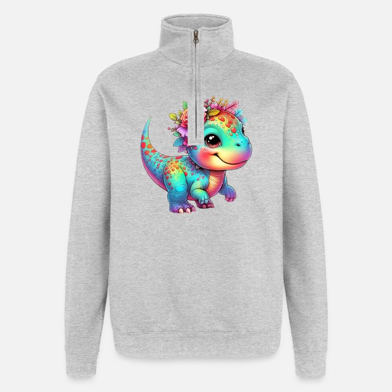 Dinosaur - Quarter-Zip Sweatshirt - heather grey