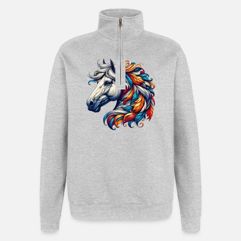 Horse - Quarter-Zip Sweatshirt - heather grey