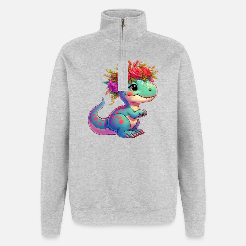 Dinosaur - Quarter-Zip Sweatshirt - heather grey