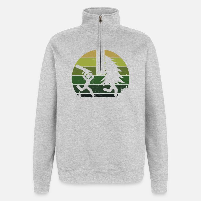 Arbre bûcheron sciure sciure bois bois - Sweat à zip 1/4 - gris chiné