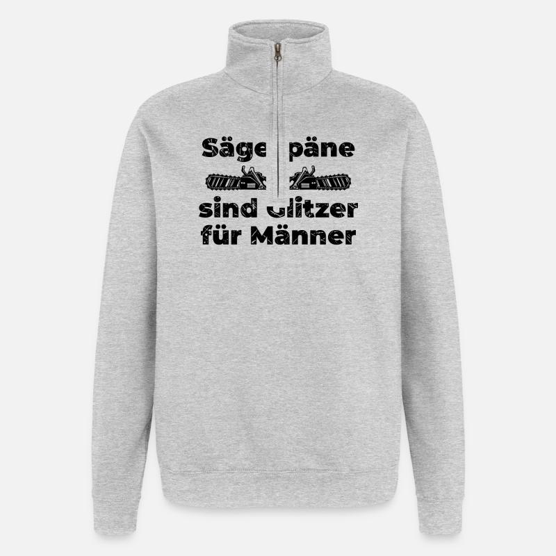 Scie bûcheron sciure déclaration boiseries - Sweat à zip 1/4 - gris chiné