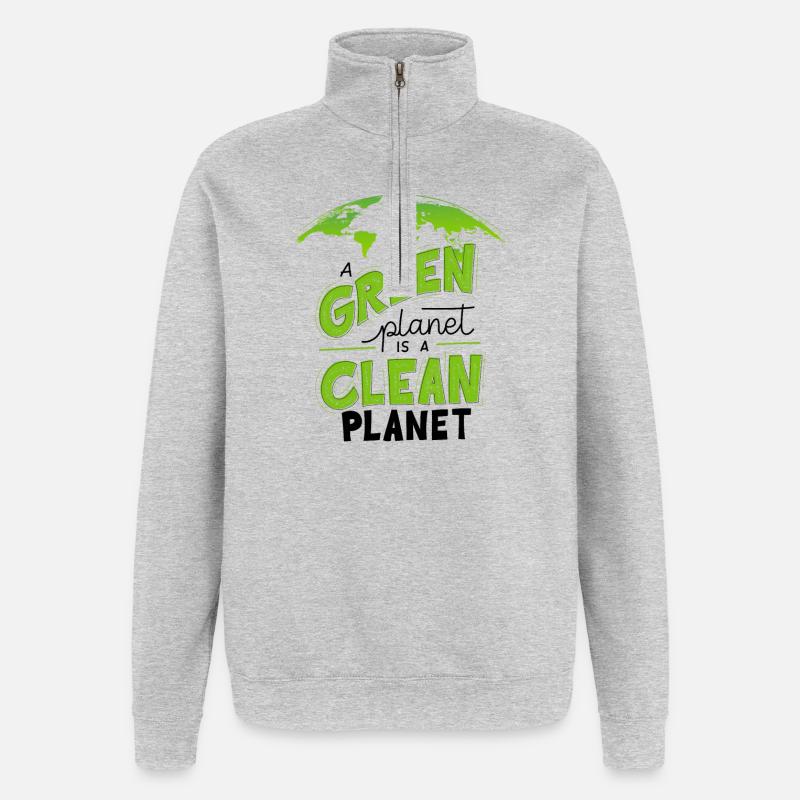 Conception écologique Green Clean Earth - Sweat à zip 1/4 - gris chiné