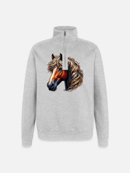 Cheval - Sweat à zip 1/4 - gris chiné