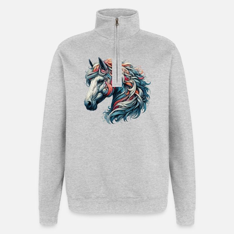 Horse - Quarter-Zip Sweatshirt - heather grey